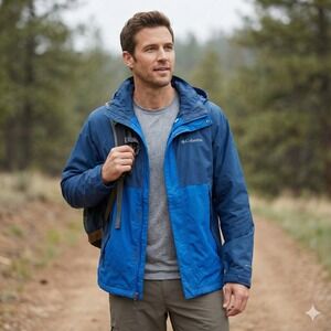 Columbia Omni-Tech Extended Evolution Valley Jacket Mens Medium Blue Full Zip
